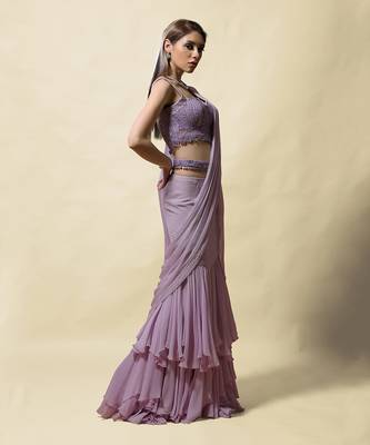 Lavender Radha Draped Saree Set 2