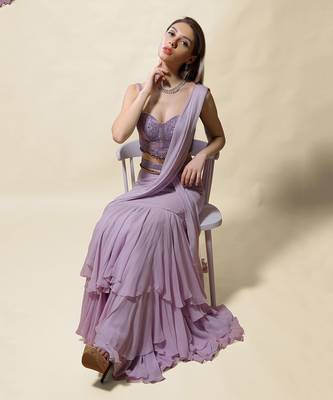 Lavender Radha Draped Saree Set 4