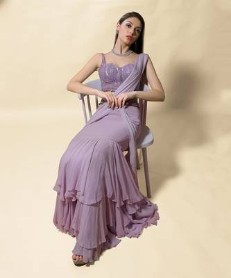 Lavender Radha Draped Saree Set 5