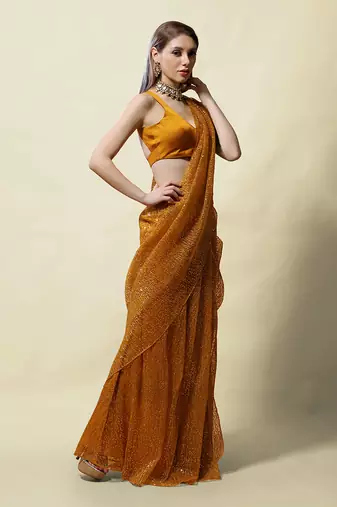 Mustard Sundari Saree Set