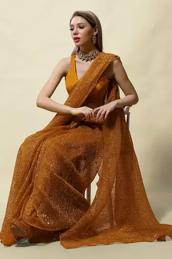Mustard Sundari Saree Set