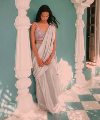 Lavender Vrinda Draped Saree Set 2
