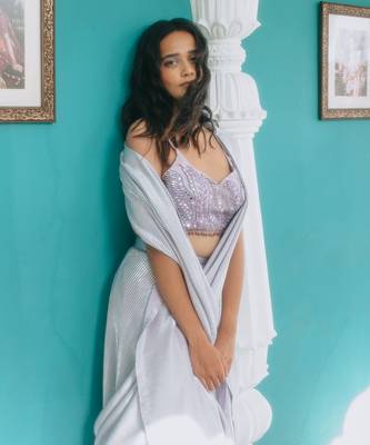 Lavender Vrinda Draped Saree Set 4