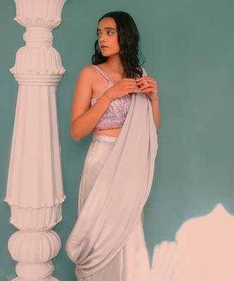Lavender Vrinda Draped Saree Set 6