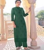 Amazing Green Colour Kurti With Traditional Thread Embroidery Work