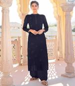 Bold Georgette Dress in Blue Colour For Festive Season