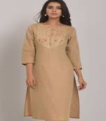 Beautiful Beige Colour Kurti For Casual Office Looks
