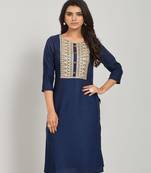 Classy Navy Blue Colour Kurti For Professional Looks