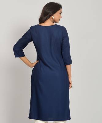 Classy Navy Blue Colour Kurti For Professional Looks 2