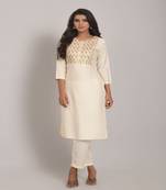 Beautiful Off White Kurti With Sober Thread and Sequence Work