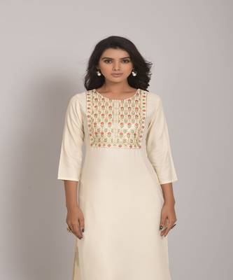 Beautiful Off White Kurti With Sober Thread and Sequence Work 3