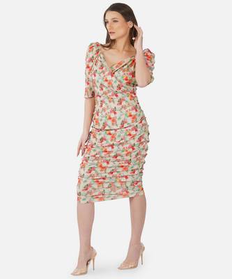 Amazing Floral Print Kurti In Trendy Beige Colour 1
