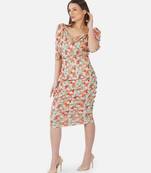 Amazing Floral Print Kurti In Trendy Beige Colour