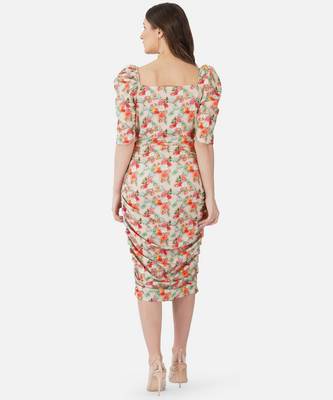 Amazing Floral Print Kurti In Trendy Beige Colour 2