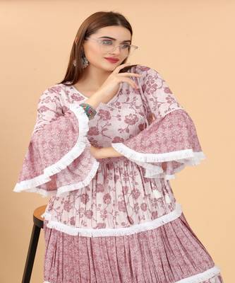 Beautiful Wine Colour Kurti With Smart Floral Prints 2