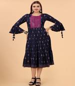 Smart And Ethnic Heavy Nevy Blue Colour Kurti With Designer Embroidery Work