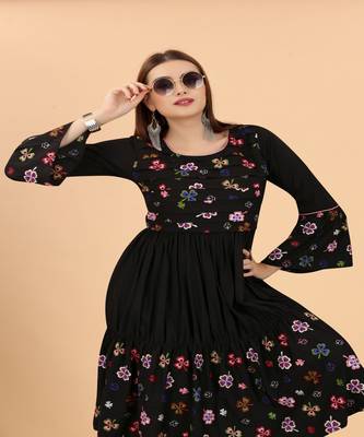 Smart And Ethnic Heavy Black Colour Kurti With Designer Embroidery Work 2