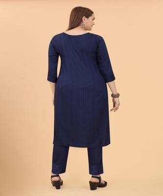 Trendy And Classy Nevy Blue Colour Kurti Set With Fine Embroidery On Viscose Fabric 3