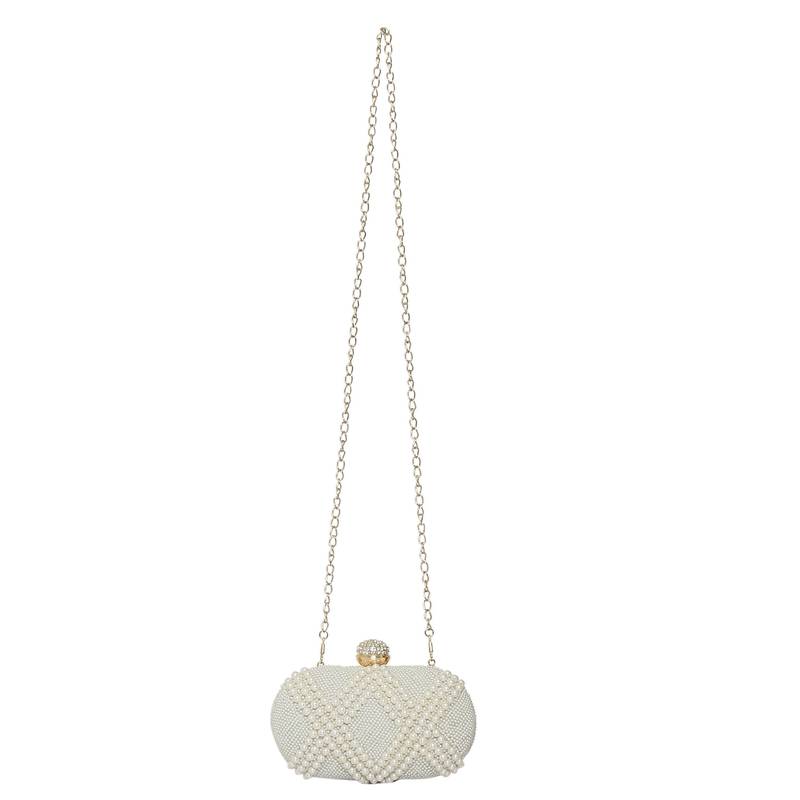Worthyy Enterprises White Oval Party Clutch for Women / Girls