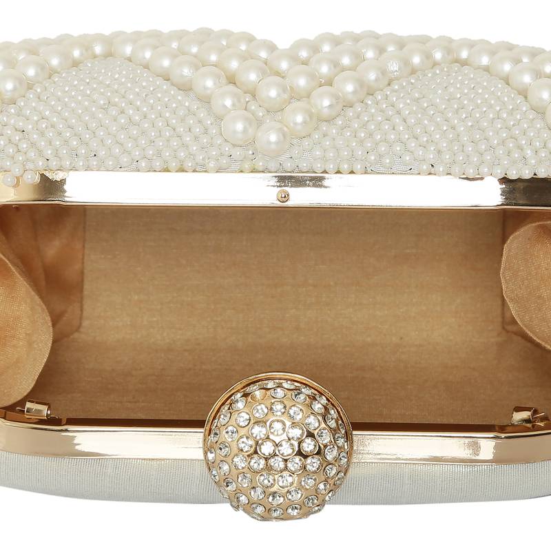 Worthyy Enterprises White Oval Party Clutch for Women / Girls