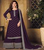 Party Wear Wine Colour Salwaar Kameez In Georgette Fabric