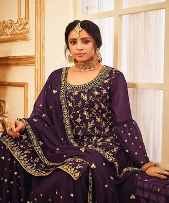 Glamorous Wine Colour Heavy Salwaar Kameez For Wedding Wear 2