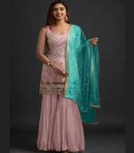 Awesome Peach Colour Girlish Dress On Georgette Fabric With Heavy Work