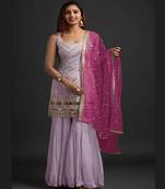 Premium Thread And Sequance Work Salwaar Kameez In Purple Colour