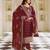 Heavy Designer Embroidery Work Dress On Ethnic Maroon Dola Silk Fabric