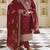 Heavy Designer Embroidery Work Dress On Ethnic Maroon Dola Silk Fabric