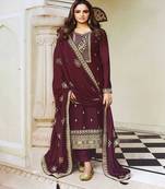 Elegant And Ethnic Wine Salwaar Kameez Specially Designed For Girlish Looks
