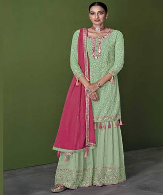 Perfect Wedding Salwaar Kameez With Heavy Embroidery And Mirror Work 1