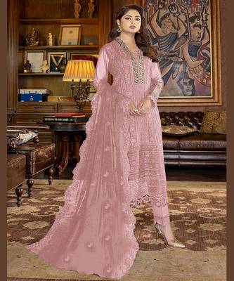 Peaceful Pink Dress With Heavy Designer Sequance Work 1