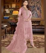 Peaceful Pink Dress With Heavy Designer Sequance Work