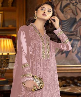 Peaceful Pink Dress With Heavy Designer Sequance Work 2