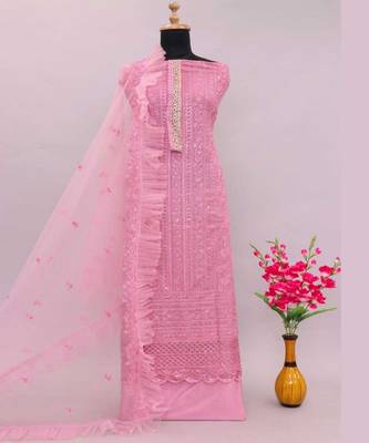 Peaceful Pink Dress With Heavy Designer Sequance Work 3