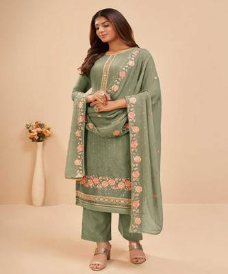 Amazing Looking Green Colour Girlish Party Wear Salwaar Suit 1