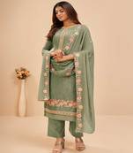 Amazing Looking Green Colour Girlish Party Wear Salwaar Suit