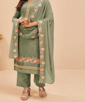 Amazing Looking Green Colour Girlish Party Wear Salwaar Suit 2