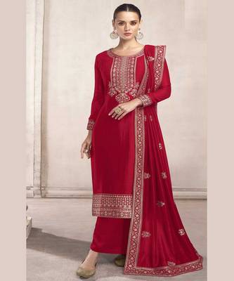 Beautiful Pink Colour Girlish Party Wear Salwaar Kameez In Silk Fabric 1