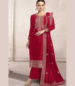 Beautiful Pink Colour Girlish Party Wear Salwaar Kameez In Silk Fabric