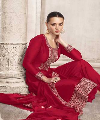 Beautiful Pink Colour Girlish Party Wear Salwaar Kameez In Silk Fabric 2