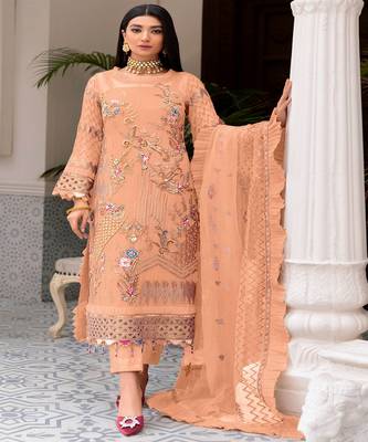 Budgetted Heavy Salwaar Kameez In Elegant Orange Colour Georgette Fabric 1
