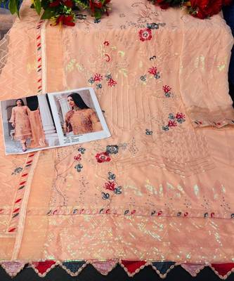 Budgetted Heavy Salwaar Kameez In Elegant Orange Colour Georgette Fabric 3