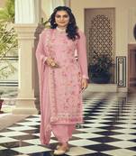 Eye Catching Pink Colour Heavy Embroidered Suit For Party