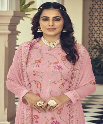 Eye Catching Pink Colour Heavy Embroidered Suit For Party 2