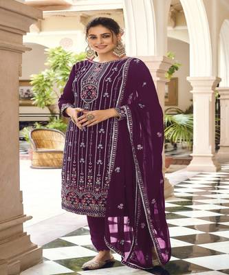Ethnic Fancy Salwaar Suit For Treny Girlsh Looks In Purple Colour 1