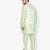 Green Printed Silk Kurta Pajama & Waistcoat Set For Mens