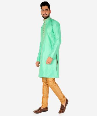 Men's Silk Kurta Pajama | Mandarin Collar | A-line (A-109) 2