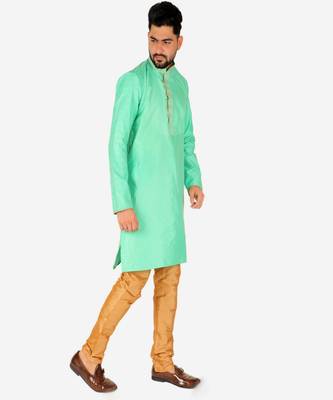 Men's Silk Kurta Pajama | Mandarin Collar | A-line (A-109) 3
